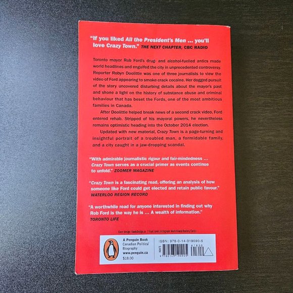 4/$25 Crazy Town: The Rob Ford Story by‎ Robyn Doolittle - Paperback - Picture 7 of 7